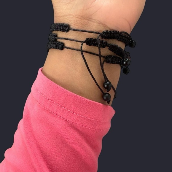 Blue Agate Adjustable Gemstone Bead Bracelet - Picture 4 of 5